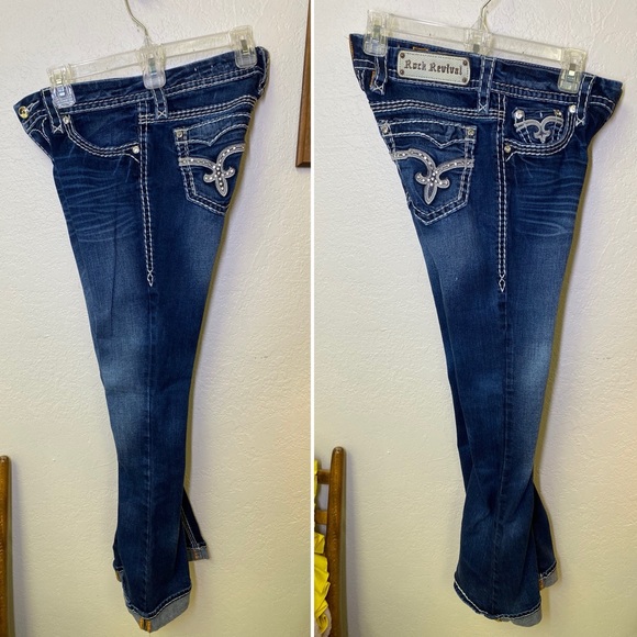 Rock Revival Raizel Mid-Rise Bootcut Bling Jeans Women's 27 *Altered Petite Hem* - Picture 6 of 16